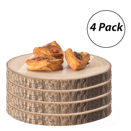 Vintiquewise Home Decor Natural Wooden Bark Slice Tray Large Rustic Table Charger Centerpiece 14 in, PK 4 QI004158-14.4